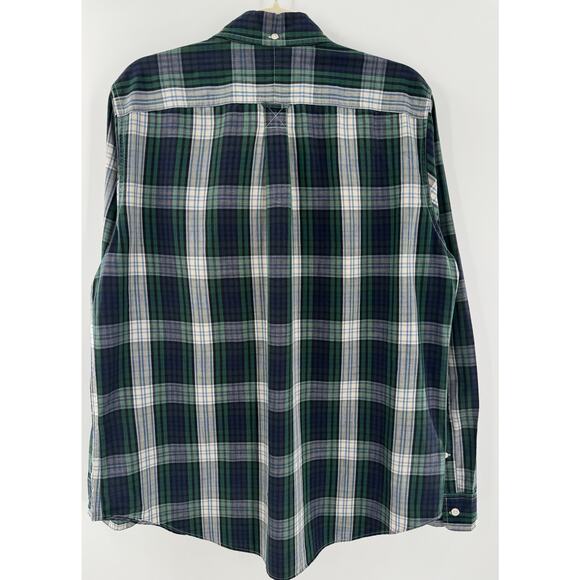 Jack Spade Mens Navy Green Plaid Shirt Button Down Cotton L - Picture 2 of 7